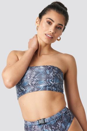 Hannalicious x NA-KD Wide Bandeau Bikini Top - Bikinis - Bleu - XX-Small