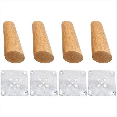 Sæt med 4 skråtstillede møbelben i massivt træ på 15 cm, udskiftningsben