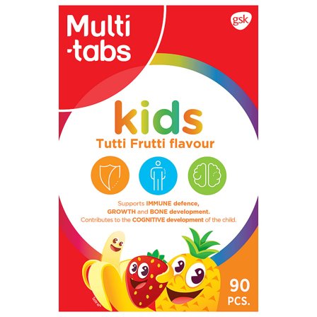 3 for 2 - Multi-tabs Kids Tutti Frutti 90 stk., Helse & Madvarer, Kosttilskud, Kosttilskud Til Børn