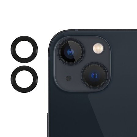 2 stk iPhone 13 Mini AGC kameralinsebeskytter i herdet glass - Svart