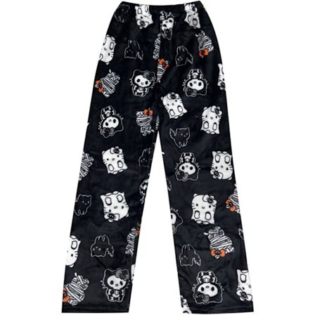 Pyjamasbukser Dame Katt Fluffy Pyjamasbukser Søte Anime Flanell Pyjamas Komfortabel Lounge