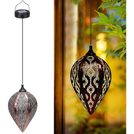 Ulkolyhdyt ulkokäyttöön, aurinkokäyttöiset puutarhavalot, tunnelmallinen led-puutarha ripustus lyhty Wat