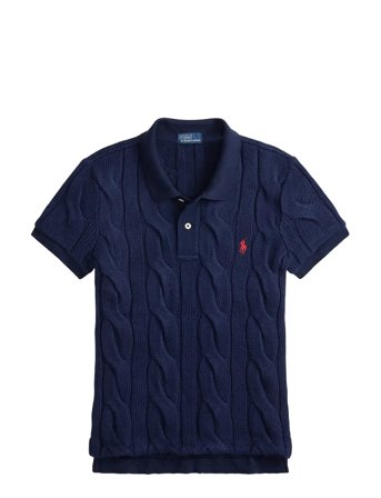 Cable-Knit Cotton Polo Shirt Navy Polo Ralph Lauren