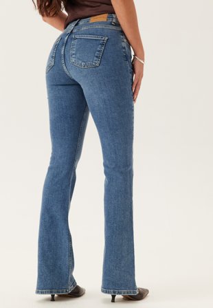 Bubbleroom - High Flare Jeans - Medium blue - Kläder