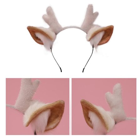 Dyreøre-hårbøyle i plysj, hodeplagg for cosplay, halloween-fest, hodebånd (khaki)