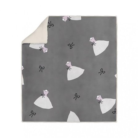 Rutigt sherpa mikrofibertryck 110x170 cm ANAIS antracit, av Soleil d'ocre