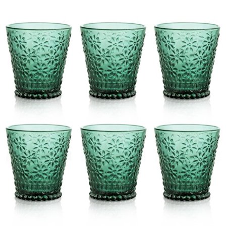 Drikkeglass, vannglass for drikke, cocktailer, te, grønn, 6 stk