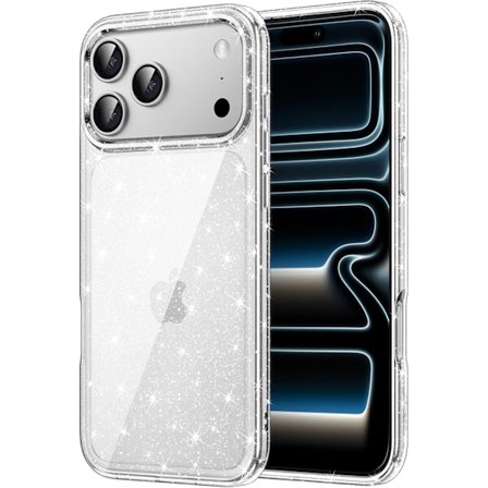 Glitter Cover til iPhone 17 Pro 6.3-tommer, Bling Sparkle Stødsikkert Telefon Cover, Sødt og Glitrende til Kvinder og Piger (Klar)