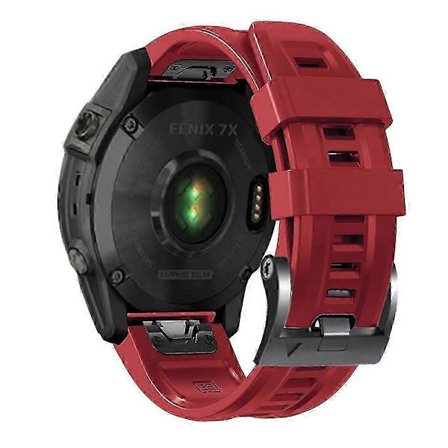 För Garmin Tactix 7 Pro/Fenix 7X/Fenix 6X Pro Silikonarmband 26mm Armband med Svart Spänne (Röd)