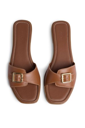 NA-KD Leather Buckle Slippers - Lederschuhe - Braun - EU 41