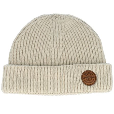 Pippi Långstrump - Beige shortbeanie Beanie - "Brown Logo Oatmeal Fisherman Beanie " @ Hatstore