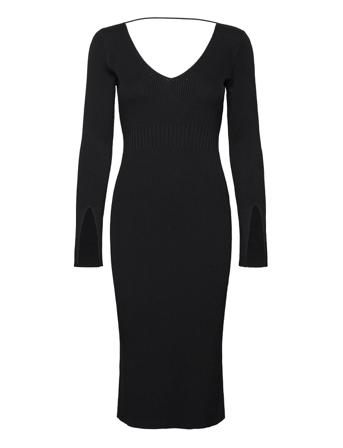 Christine Knitted Dress Knælang Kjole Sort Notes Du Nord