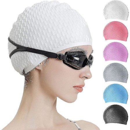 Silikone Badehat, komfortabel badehætte ideel til krøllet kort medium langt hår, svømmehætte til kvinder og mænd, brusehætter holder frisyren U-mxbc