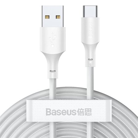 Baseus Simple Wisdom datakabelsett USB til Type-C 5A (2 stk/sett) 1,5 m hvit