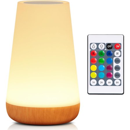 Natlampe, LED Touch Sengelampe, 13 RGB Farveændringer, 5 Lysstyrkeniveauer, Timerfunktion, Genopladelig, A