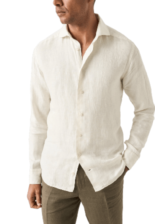 Eton Linne Twill-skjorta Contemporary Fit Skjortor Herr Vit 41