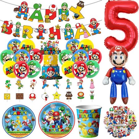Super Mario Spill Bursdagsfest Dekor Barn Fest Folie Latex Ballonger Engangsservise Bakgrunn