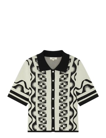 SUNCOO Paris | Gabera - Black And White Jacquard Polo Jumper | L