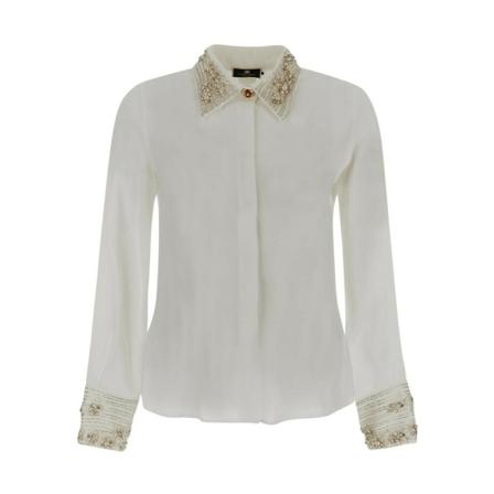 Elisabetta Franchi Rhinestone Shirt Hvid, Dame Skjorter