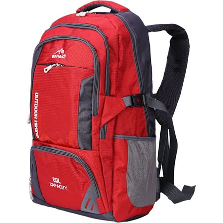 60L Vandtæt Vandrerygsæk Letvægts Campingrygsæk Dame Herre Holdbar Rygsæk (Rød, 60L)