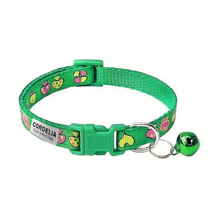 1 stk. Personlig soppeklokkehalsbånd for katter og hunder, egnet for små kjæledyr med ID-navn og kontaktinformasjon, anti-tapt, gratis gravering[D]
