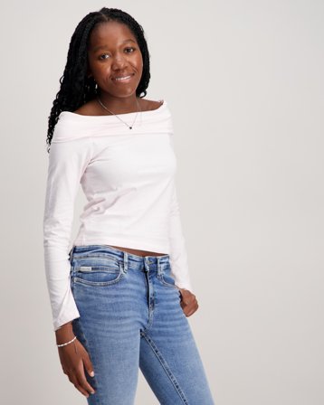 LMTD NOVE LS OFFSHOULDER TOP Rosa Topper/Bluser Jente - Kids Brand Store