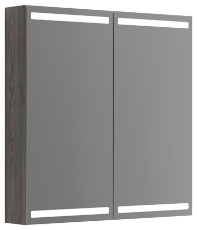 Dansani Luna Level Spegelskåp 80 cm, med ljusstyrning Grå ask, Badrum