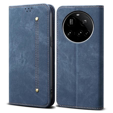 För Xiaomi 15 Ultra Skal Jeans Tyg Textur Anti-Rep Läder Ställ Telefonfodral - Kaffe [DB]