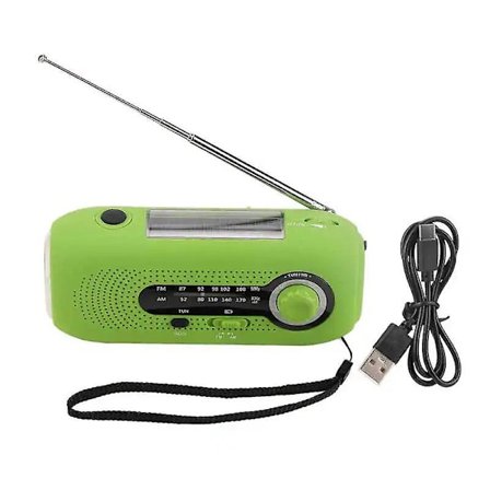 Kannettava hätäradio, tyyppi C, IPX3 vedenkestävä, käsikäyttöinen aurinkopaneeliradio 5 LED-valolla taskulampuksi ulkoilmakäyttöön ~6872