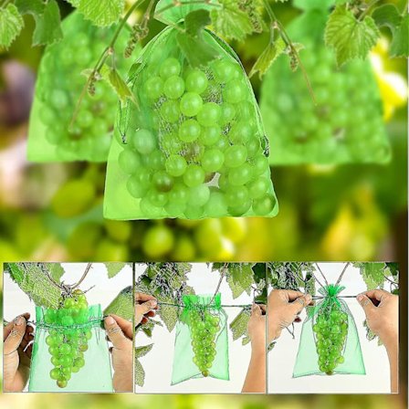 200 Pieces Bunch Protection Bag 30x20cm/23x17cm Grape Fruit Organza Bag With Drawstring Gives Total Protection Against Wasps Birds And Other