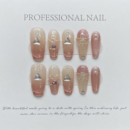 10 stk Fairy Hemline Håndlavede Negle Pure Manual False Nail XSLong
