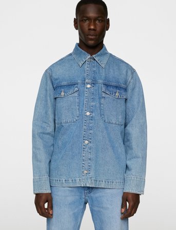 J. Lindeberg Hunt Washed Denim Overshirt - Blue - L