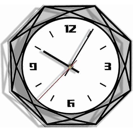 Moderni hiljainen kvartsikello olohuoneeseen, makuuhuoneeseen, toimistoon, hotellin seinäkoristeeksi (musta ja valkoinen)