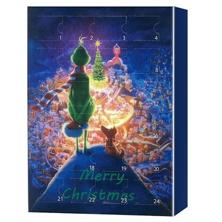 Ny Grinch Julekalender 2024 - 24 Dager Nedtelling - Blindboks Julegave til Barn og Voksen