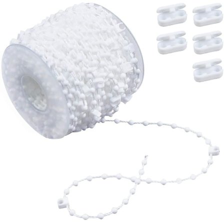 20 Meter Vertikal Persien Bundkædeled med 5 Stykker Plastkædeforbindelser til 89mm Lameller, Kædelukning Tilbehør til Vertikal Lamelgardin