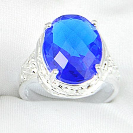 Silver RING Blå topas ÄDELSTEN