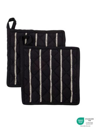 Potholders, Hdchef, Black W. White Stripes Home Textiles Kitchen Textiles Oven Mitts & Gloves Black House Doctor