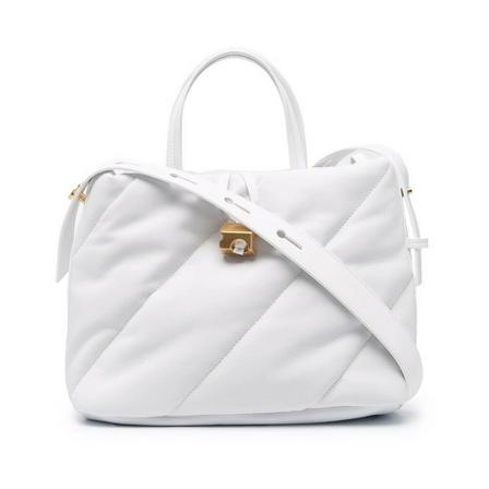 Off White, Nailed Quilted Tote Bag Wit, Dames, Maat:ONE Size,Katoen,print