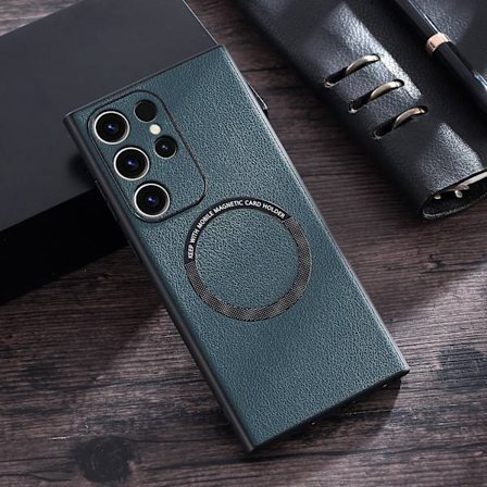 For S24 Ultra Leahter Case, Magnetisk deksel Kompatibel Samsung Galaxy S24 Ultra Magsafe Trådløs Lading Beskyttende Slank Tynn