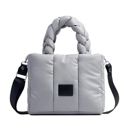 Puffer Tote Bag Quiltet Puffy Handbag LYS GRÅ