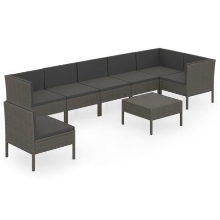 Vidaxl Loungegrupp För Trädgården 8 Delar Med Dynor Konstrotting Grå