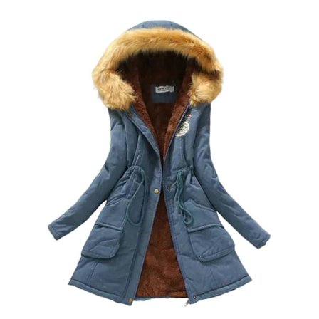 Vinter Ny Koreansk Mellomlang Bomullsfrakk Dame Stor Pelskrave Lammeullsfrakk Pluss Fløyel Fortykket Løs Bomullsfrakk