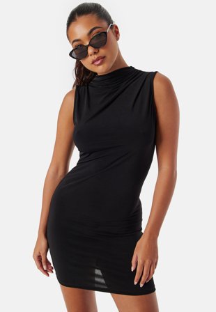 Pieces Pcmadison Sl Draped Dress Black Klær
