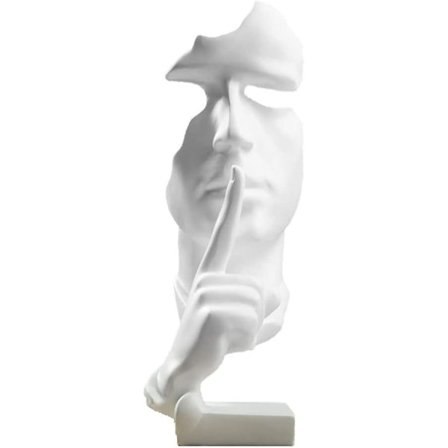 Tenkerens stillhet er gull Skulpturerharpiks Statue Håndverk Dekor Kunst Ornamenter Nordisk stil Kunstverk, hvit