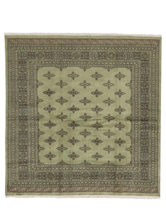 Annodato A Mano Pakistan Bukara 2Ply Tappeto 203X210 Di Lana Verde Scuro/Giallo Scuro