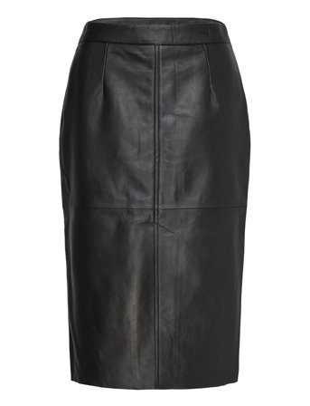 Rwfelino Leather Calf Skirt Black Rosemunde