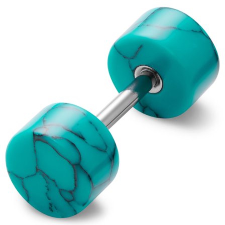 Satago | Faux Écarteur Clou d'Oreille en acier inoxydable & pierre turquoise 6 mm pour hommes - Clous d'oreille - pour Hommes - Waykins