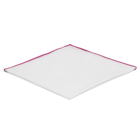 Biała poszetka z różowymi krawędziami dla mężczyzn - Jednokolorowe poszetki