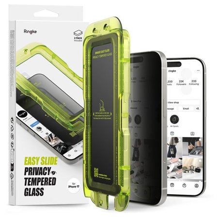 Ringke Easy Slide 2-pack Privacy Glass for iPhone 17 - musta