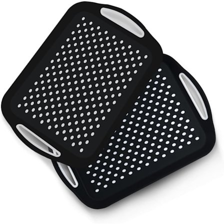 Serveringsbakkesæt - Skridsikre bakker med letgrebshåndtag, ideelle til madlavning, te, morgenmad i sengen - Plastbakke til stabil servering Sort